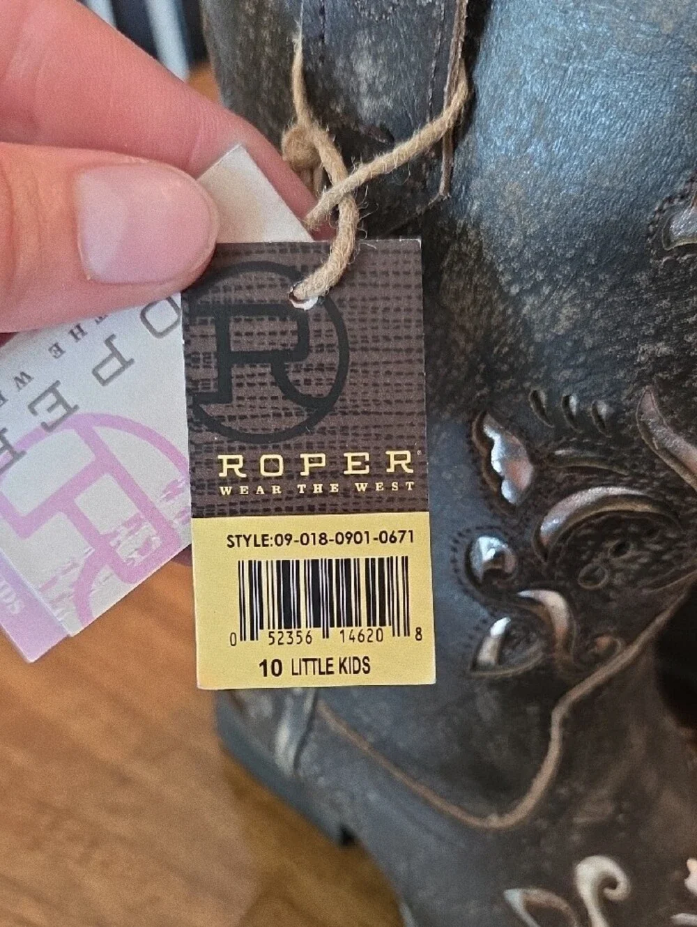 Roper Girls Belle Western Boots Metallic Silver Underlay